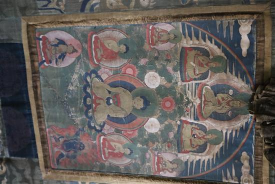 A thangka depicting Buddha Shakyamuni, Tibet, 19th century, Total dimensions, 129.5cm x 83cm
